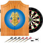 Police Officer Wood Finish Dart Cabinet Set