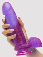 Doc Johnson Crystal Jellies Ballsy Suction Cup Dildo 8 Inch, Purple