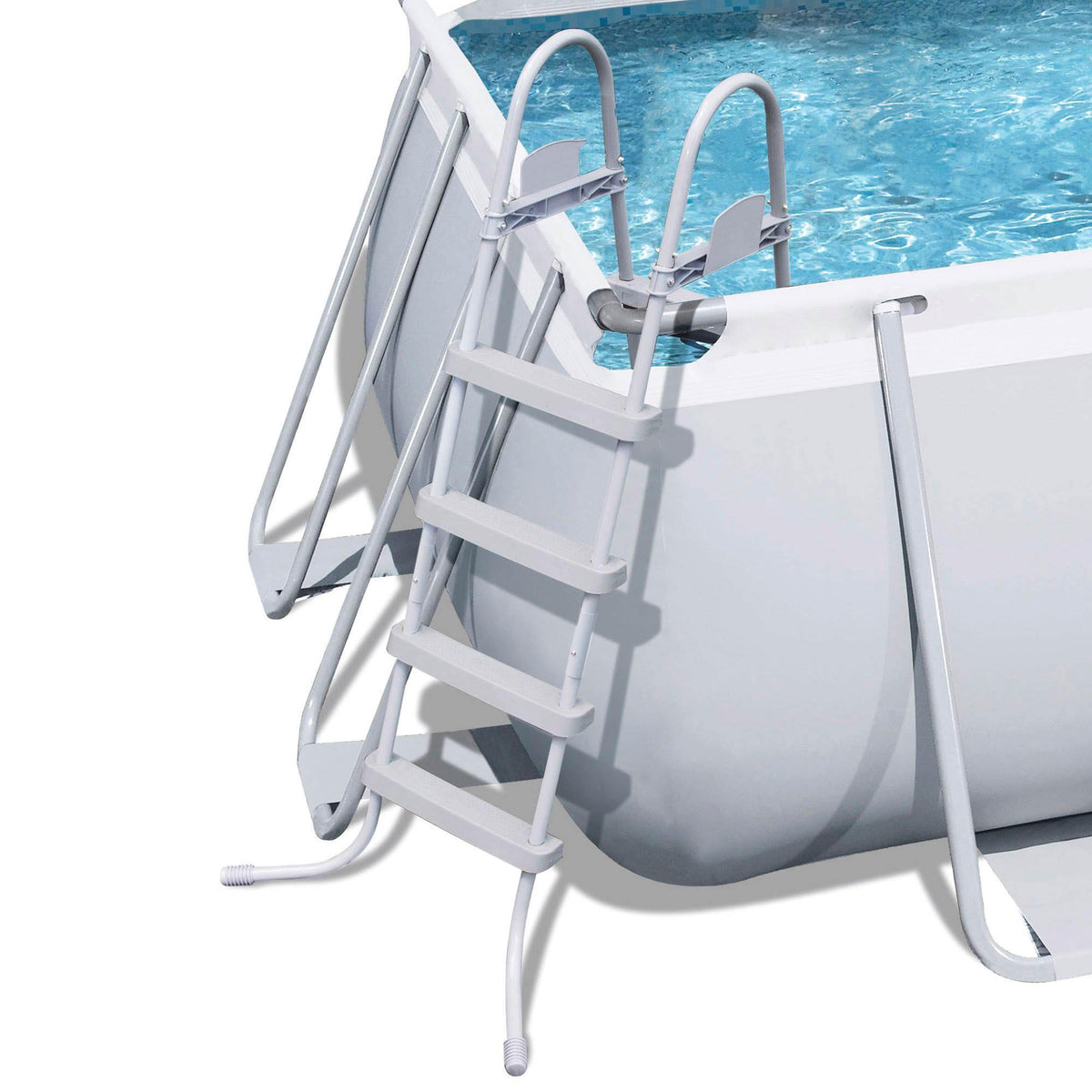 18 x 9 x 4 Foot Rectangular Above Ground Pool Set with Ladder, 1000 Gallon Sand Filter Pump, Ground Cloth, Pool Cover,