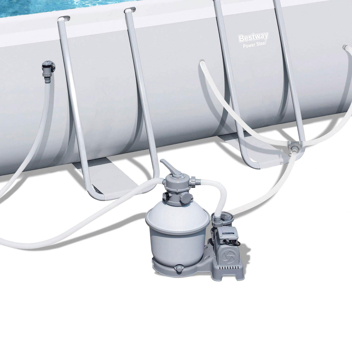 18 x 9 x 4 Foot Rectangular Above Ground Pool Set with Ladder, 1000 Gallon Sand Filter Pump, Ground Cloth, Pool Cover,