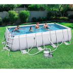 18 x 9 x 4 Foot Rectangular Above Ground Pool Set with Ladder, 1000 Gallon Sand Filter Pump, Ground Cloth, Pool Cover,