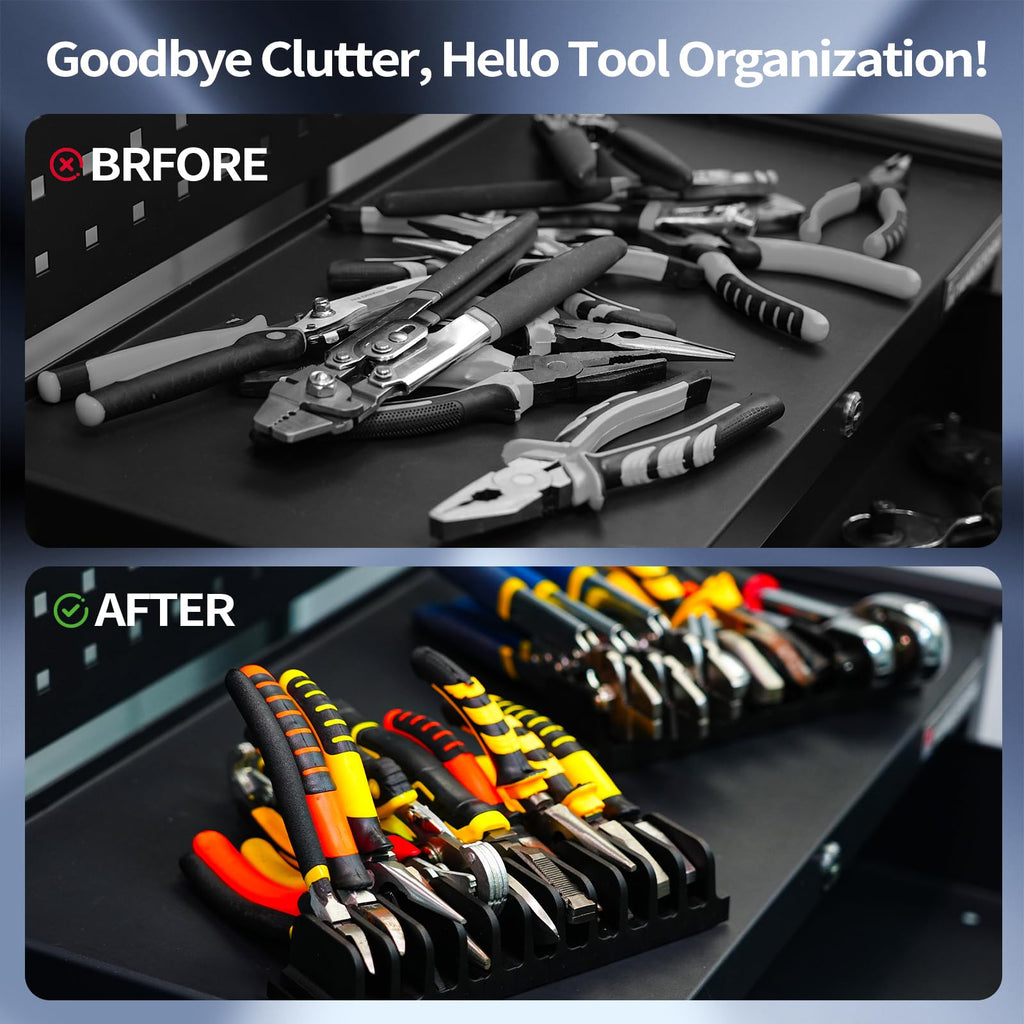 44 PCS Magnetic Plier Organizer for Toolbox & Tool Drawer, Modular Desgin Plier Holders, Modular Toolbox Organizer System for Professional and DIY Mechanics, Include 20 Big Slot, Black