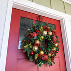 Village Lighting 30 in. Scarlet Hydrangea Pre-lit LED Wreath