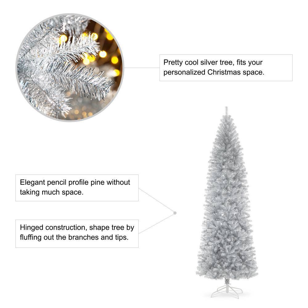 9 ft. Silver Tinsel Artificial Christmas Tree