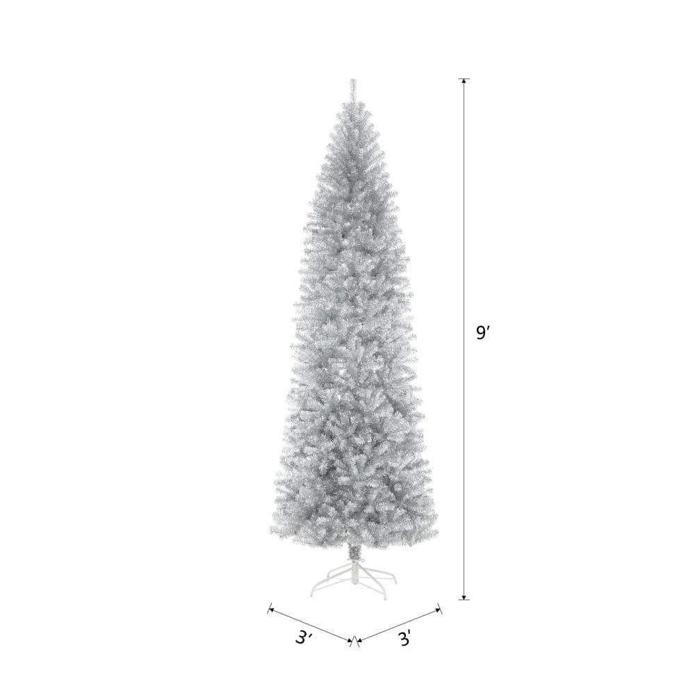 9 ft. Silver Tinsel Artificial Christmas Tree