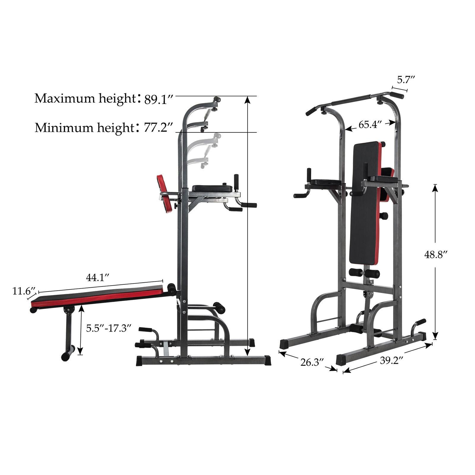 Pull Up Bar Power Tower Adjustable Height for Indoor Home Gym Fitness/