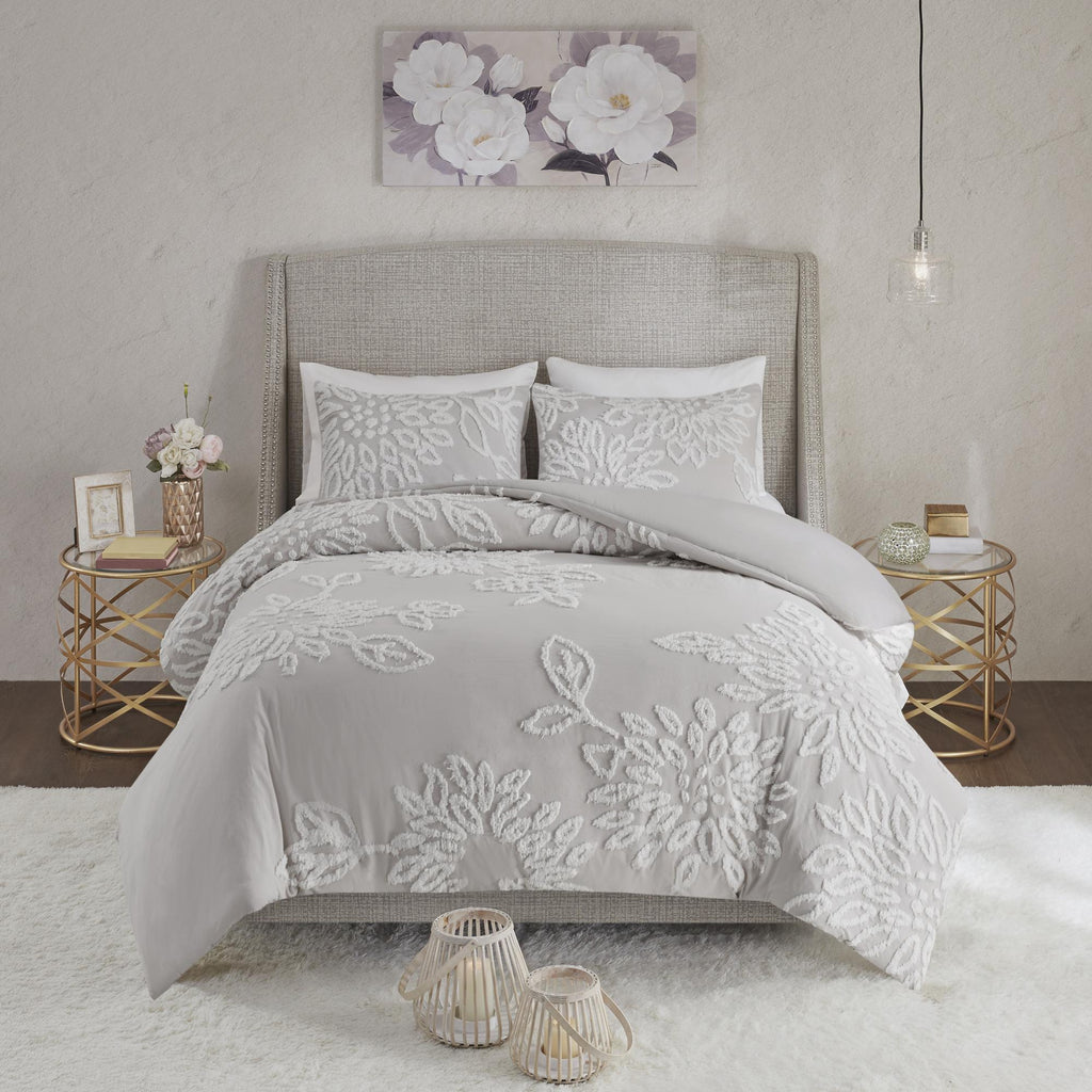 Home Essence Danica 3 Piece Tufted Cotton Chenille Floral Comforter Set
