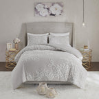 Home Essence Danica 3 Piece Tufted Cotton Chenille Floral Comforter Set