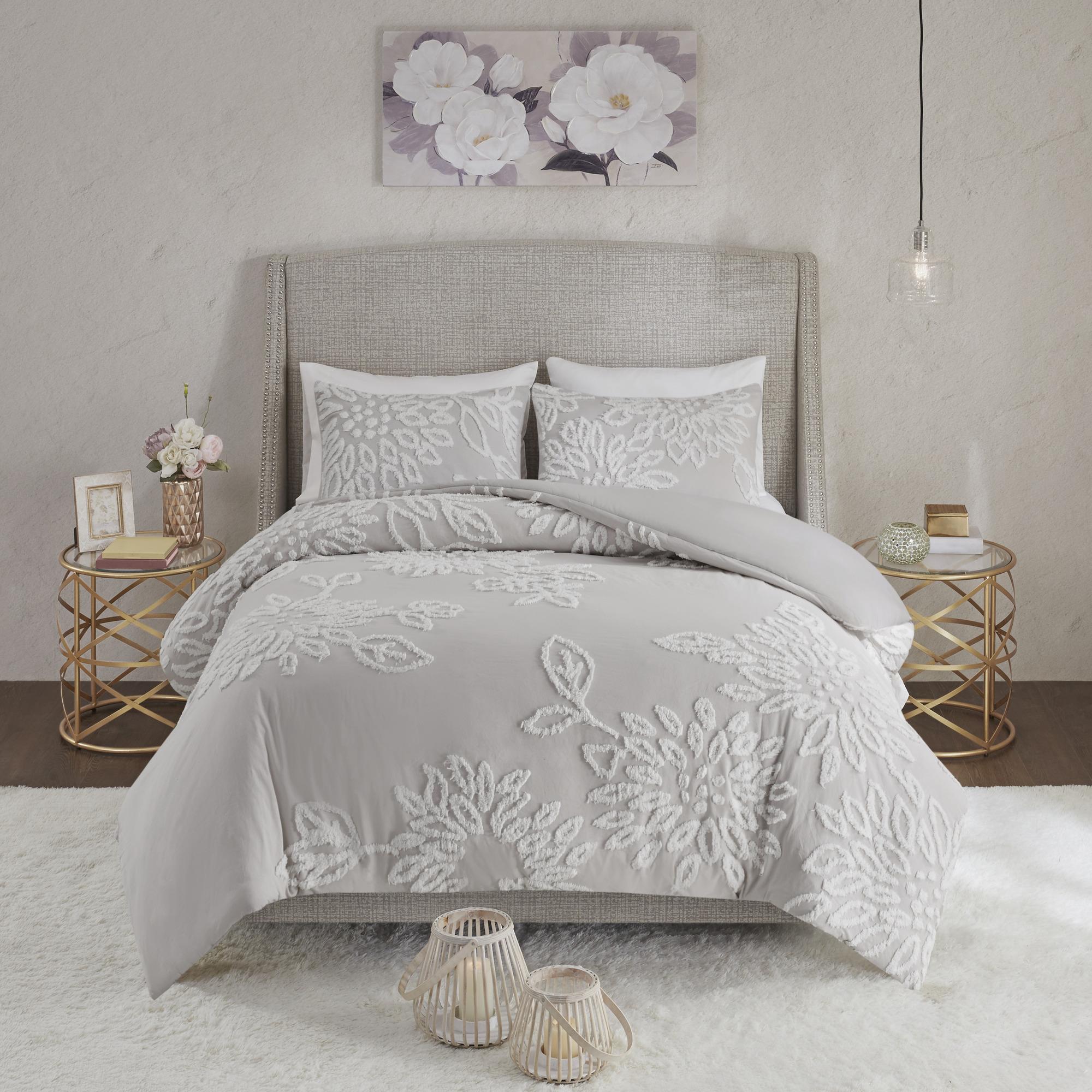 Home Essence Danica 3 Piece Tufted Cotton Chenille Floral Comforter Set