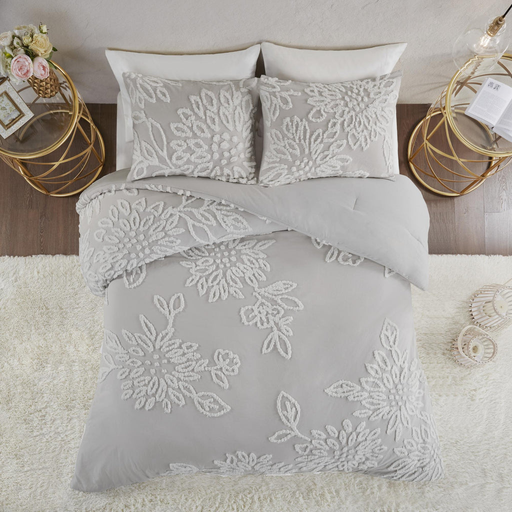 Home Essence Danica 3 Piece Tufted Cotton Chenille Floral Comforter Set