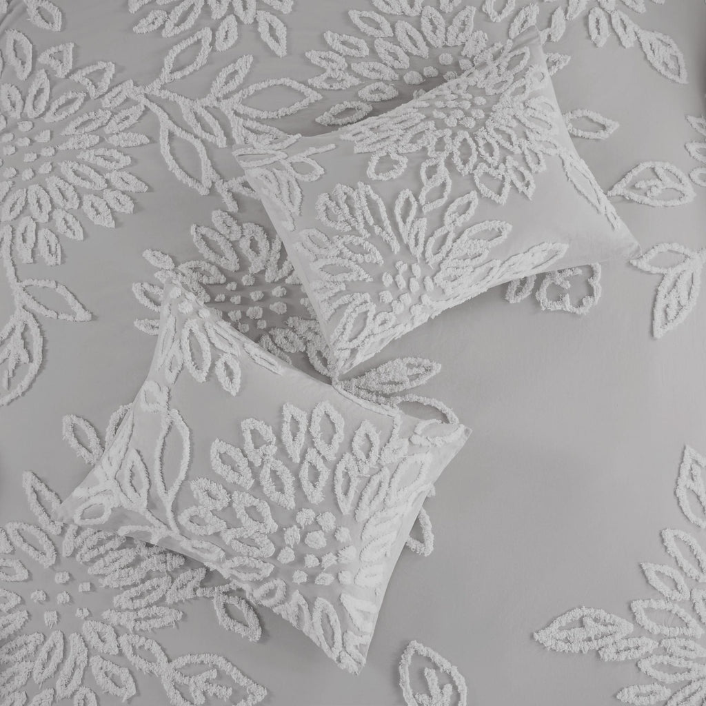Home Essence Danica 3 Piece Tufted Cotton Chenille Floral Comforter Set