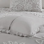 Home Essence Danica 3 Piece Tufted Cotton Chenille Floral Comforter Set