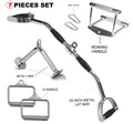 FITNESS MANIAC LAT Machine Accessory Pull Down Combo Set | Solid Metal Lat Bar, Double D Rowing Handle, Tricep V Bar, D-Handle, Hooks (7 Pcs)