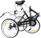 Folding Adult Tricycle 20 inch Three Wheel Tricycle for Adults Single Speed Womens Beach Cruiser Bike with LarBasket Adult Trikes for Seniors,Men,Women, Adjustable Height Seat for Recreation