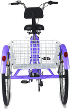 MOONCOOL Adult Tricycles 3 Wheel 7 Speed Trikes, 20/24 / 26 inch Adult Trikes 3 Wheeled Bike with Basket for Seniors, Women, Men.