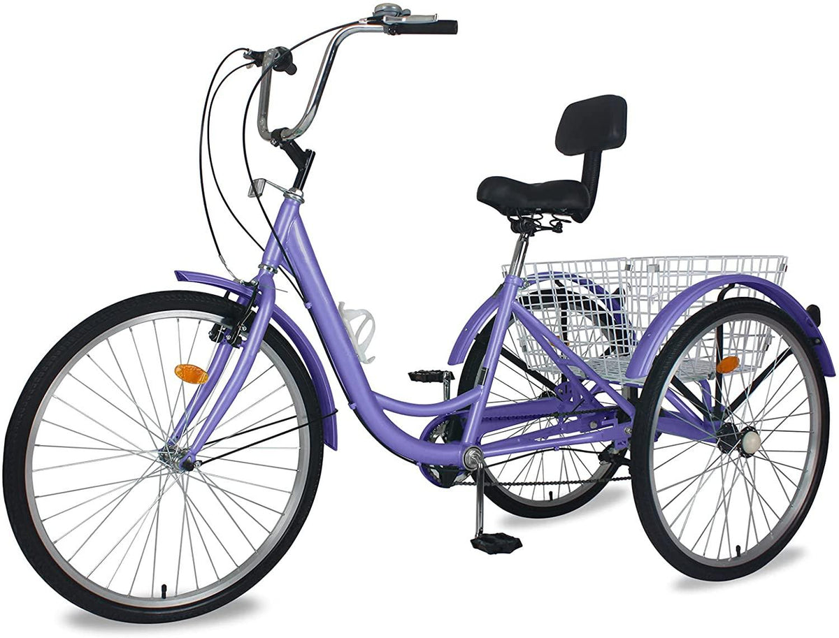 MOONCOOL Adult Tricycles 3 Wheel 7 Speed Trikes, 20/24 / 26 inch Adult Trikes 3 Wheeled Bike with Basket for Seniors, Women, Men.
