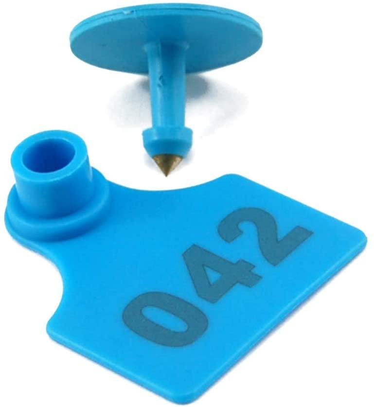 huishop 100 sets numbered plastic ear tags livestock identificationfor earring for calves sheep cattle cows pigs with 1 pcs plier applicator
