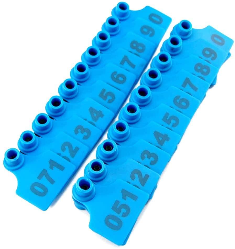 huishop 100 sets numbered plastic ear tags livestock identificationfor earring for calves sheep cattle cows pigs with 1 pcs plier applicator