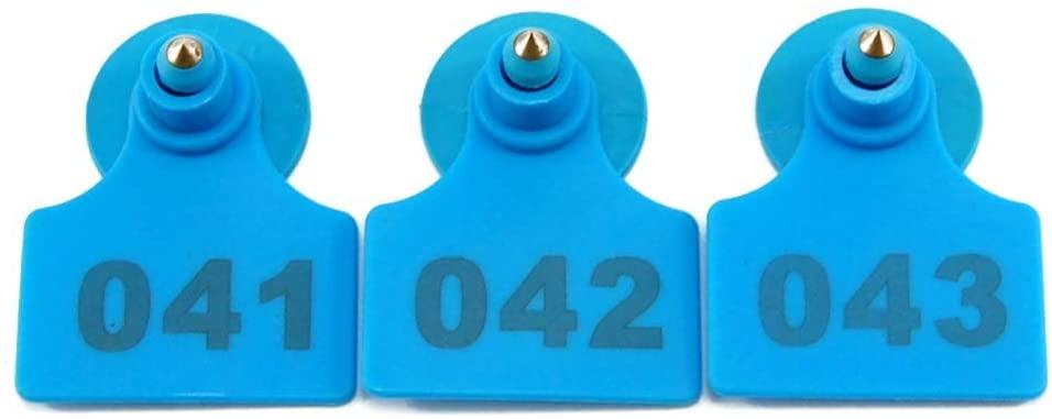 huishop 100 sets numbered plastic ear tags livestock identificationfor earring for calves sheep cattle cows pigs with 1 pcs plier applicator