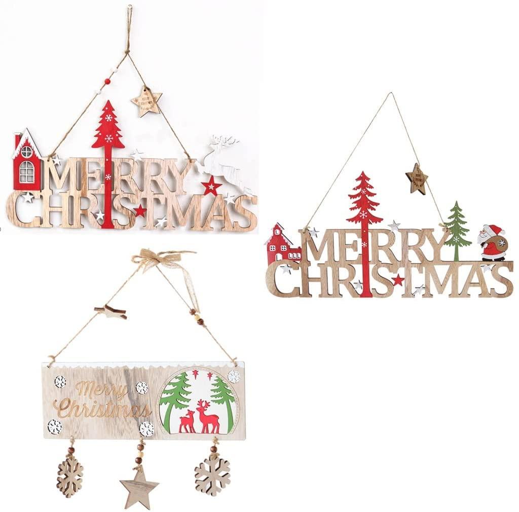 Christmas Tree Ornaments Sets Wooden Christmas Tree Letter Decoration Pendant Elk Elderly Christmas Ornaments (Quantity : 3 Pieces-B)