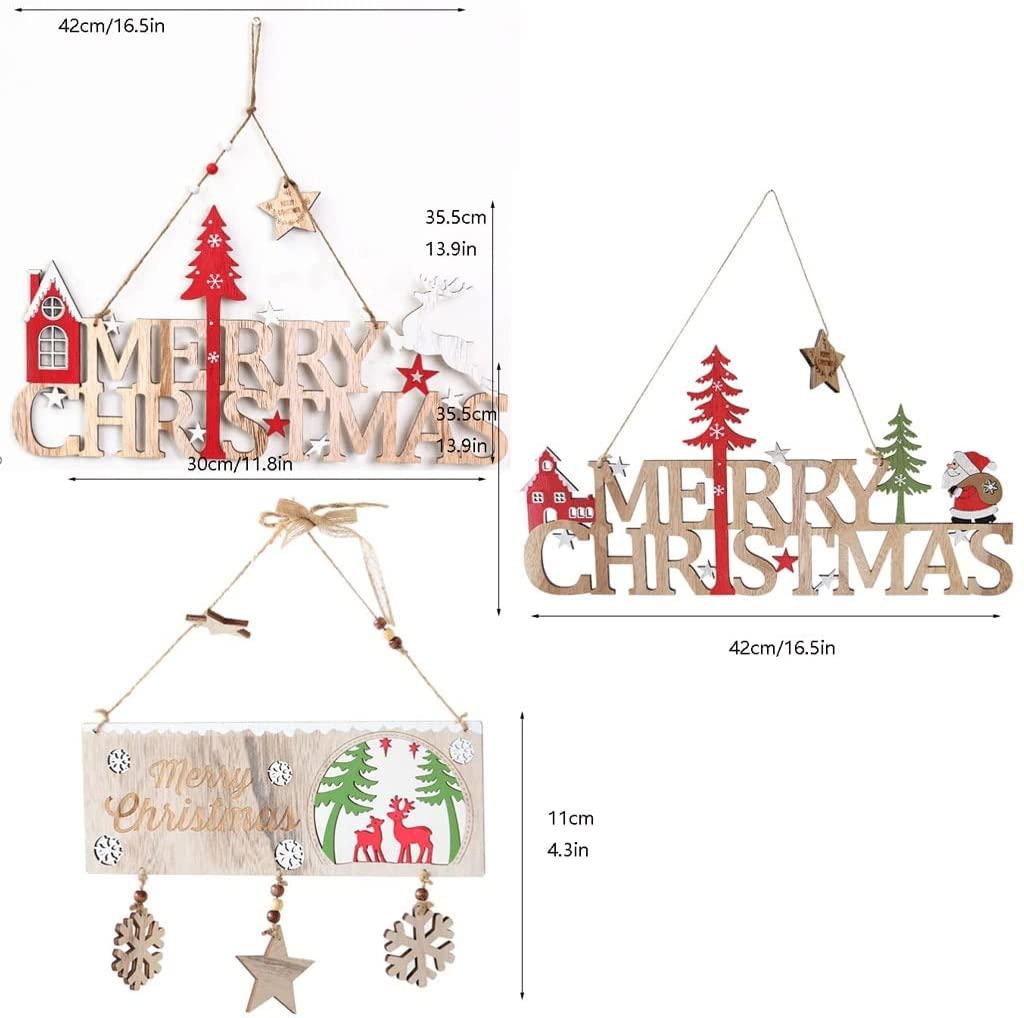 Christmas Tree Ornaments Sets Wooden Christmas Tree Letter Decoration Pendant Elk Elderly Christmas Ornaments (Quantity : 3 Pieces-B)