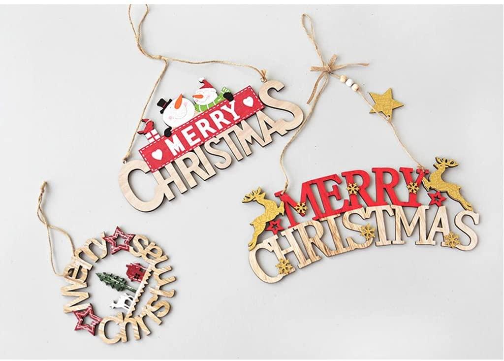 Christmas Tree Ornaments Sets Wooden Christmas Tree Letter Decoration Pendant Elk Elderly Christmas Ornaments (Quantity : 3 Pieces-B)