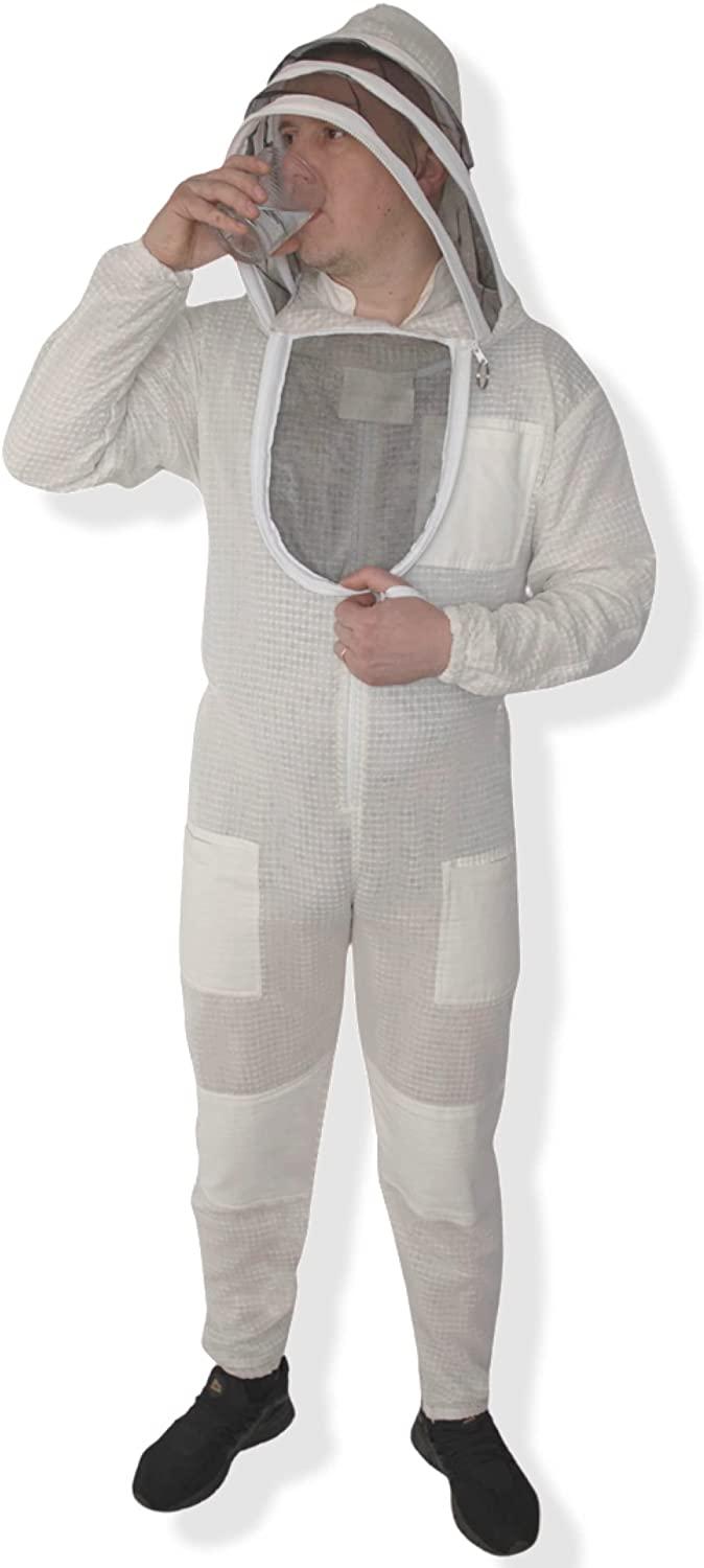 beeattire ventilated bee suit with easy access veil 3 layer mesh bee protection new light weight ultra breeze max protection for professional beginner beekeeper full beekeeping costume 4xl
