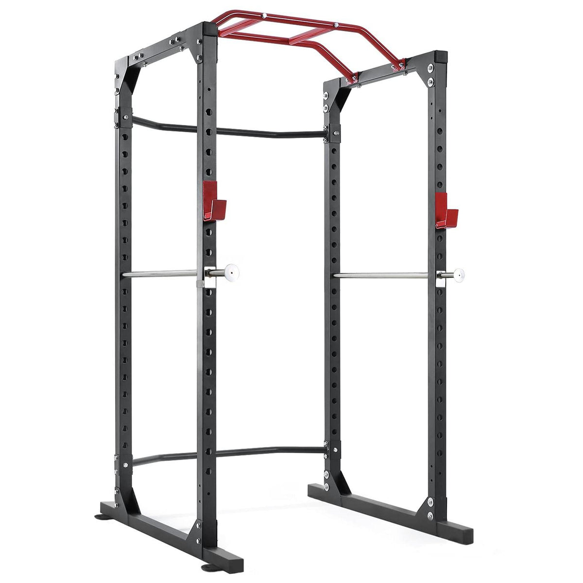 MaxKare Power Rack Squat Rack with Lat Pulldown Power Cawith 14 Height Adjustable 1600 Lbs. Capacity for Barbell Weight Lifting Squat