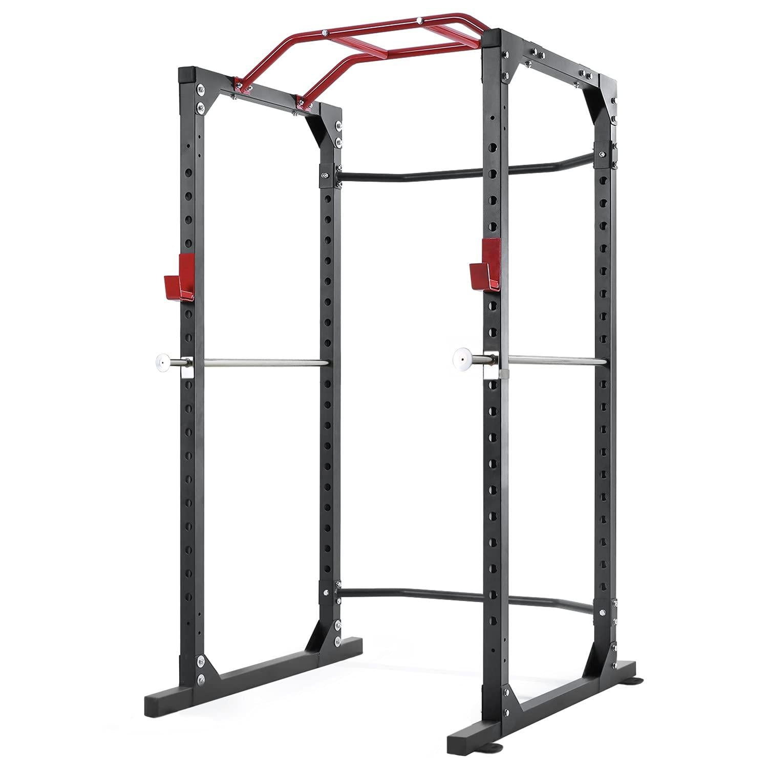 MaxKare Power Rack Squat Rack with Lat Pulldown Power Cawith 14 Height Adjustable 1600 Lbs. Capacity for Barbell Weight Lifting Squat