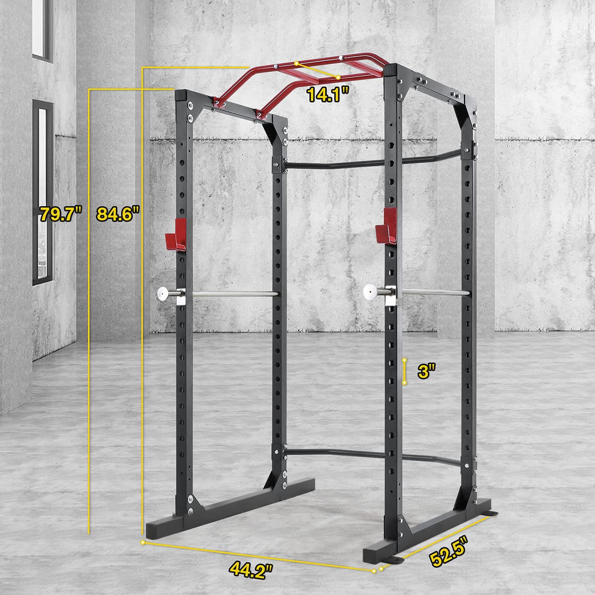 MaxKare Power Rack Squat Rack with Lat Pulldown Power Cawith 14 Height Adjustable 1600 Lbs. Capacity for Barbell Weight Lifting Squat