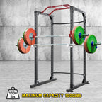 MaxKare Power Rack Squat Rack with Lat Pulldown Power Cawith 14 Height Adjustable 1600 Lbs. Capacity for Barbell Weight Lifting Squat