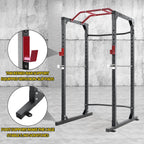 MaxKare Power Rack Squat Rack with Lat Pulldown Power Cawith 14 Height Adjustable 1600 Lbs. Capacity for Barbell Weight Lifting Squat