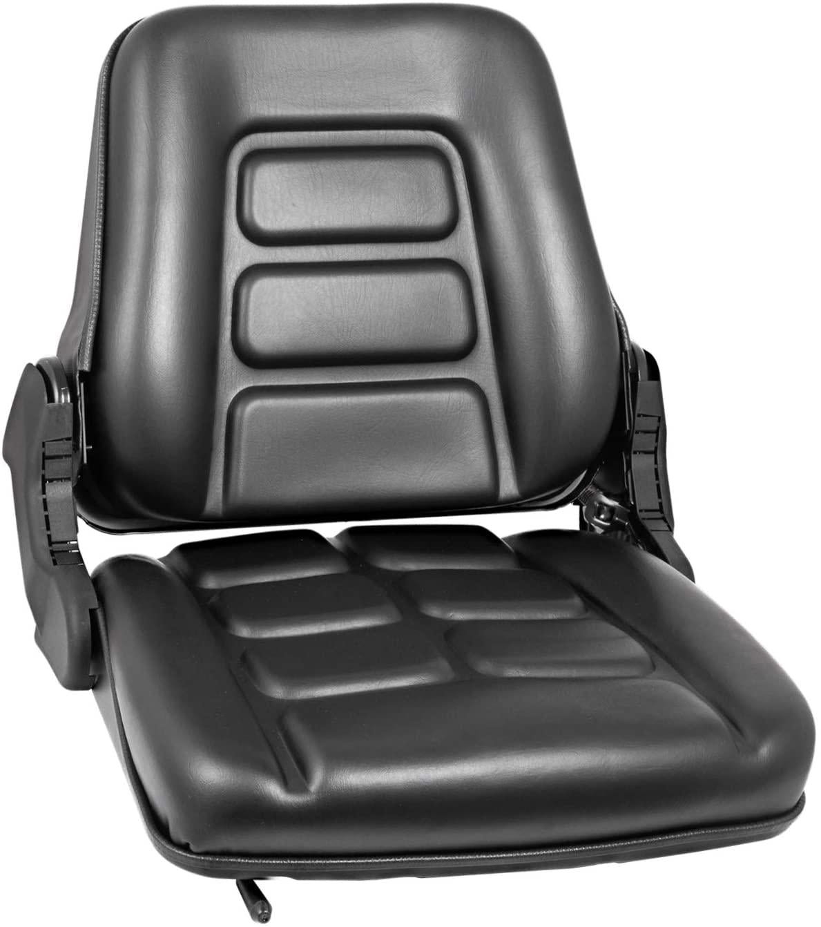 bestauto universal forklift seat folding replacement, fulll suspension seat with 180° adjustable backrest angle, fits most heavy mechanical seat