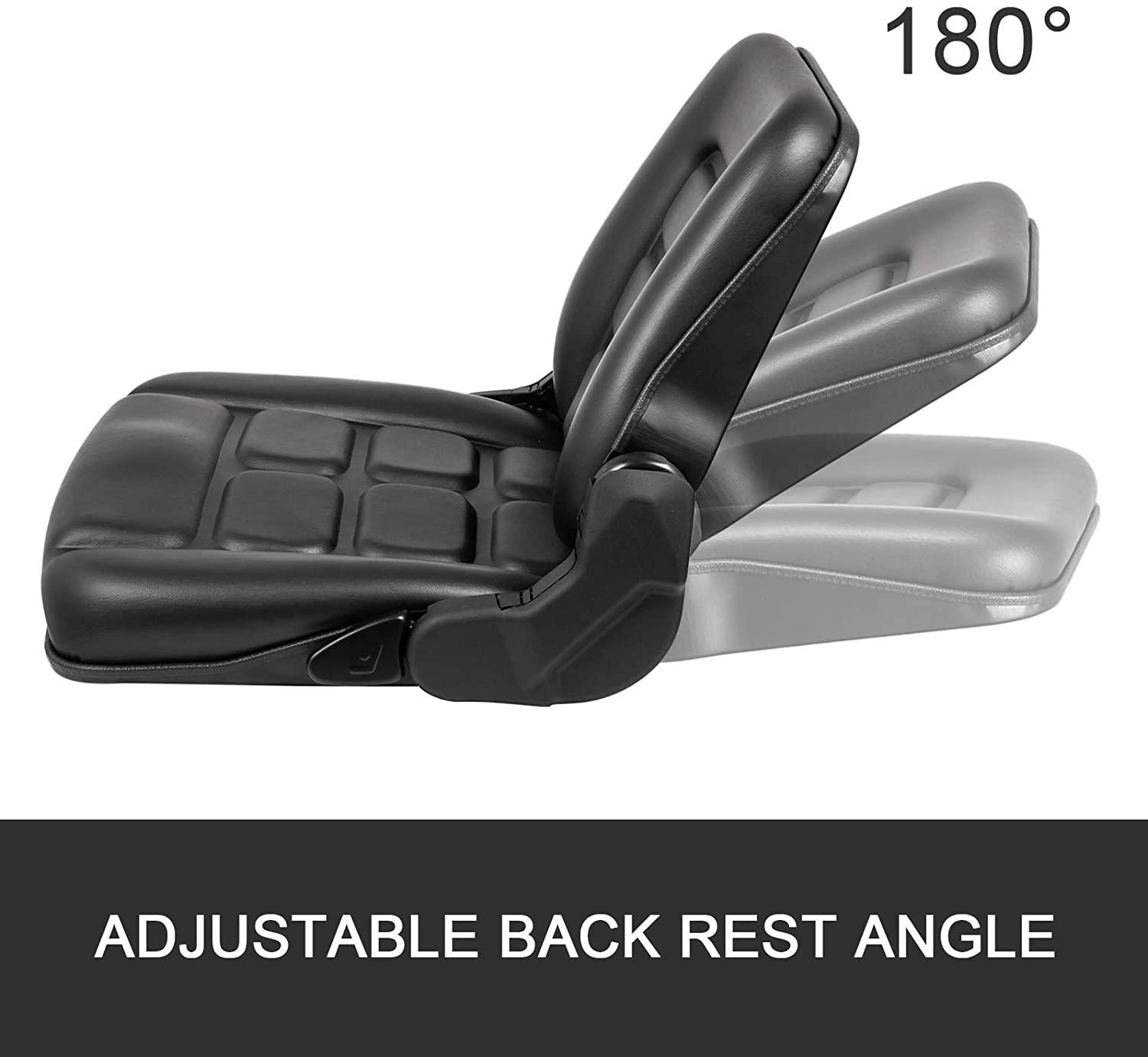 bestauto universal forklift seat folding replacement, fulll suspension seat with 180° adjustable backrest angle, fits most heavy mechanical seat