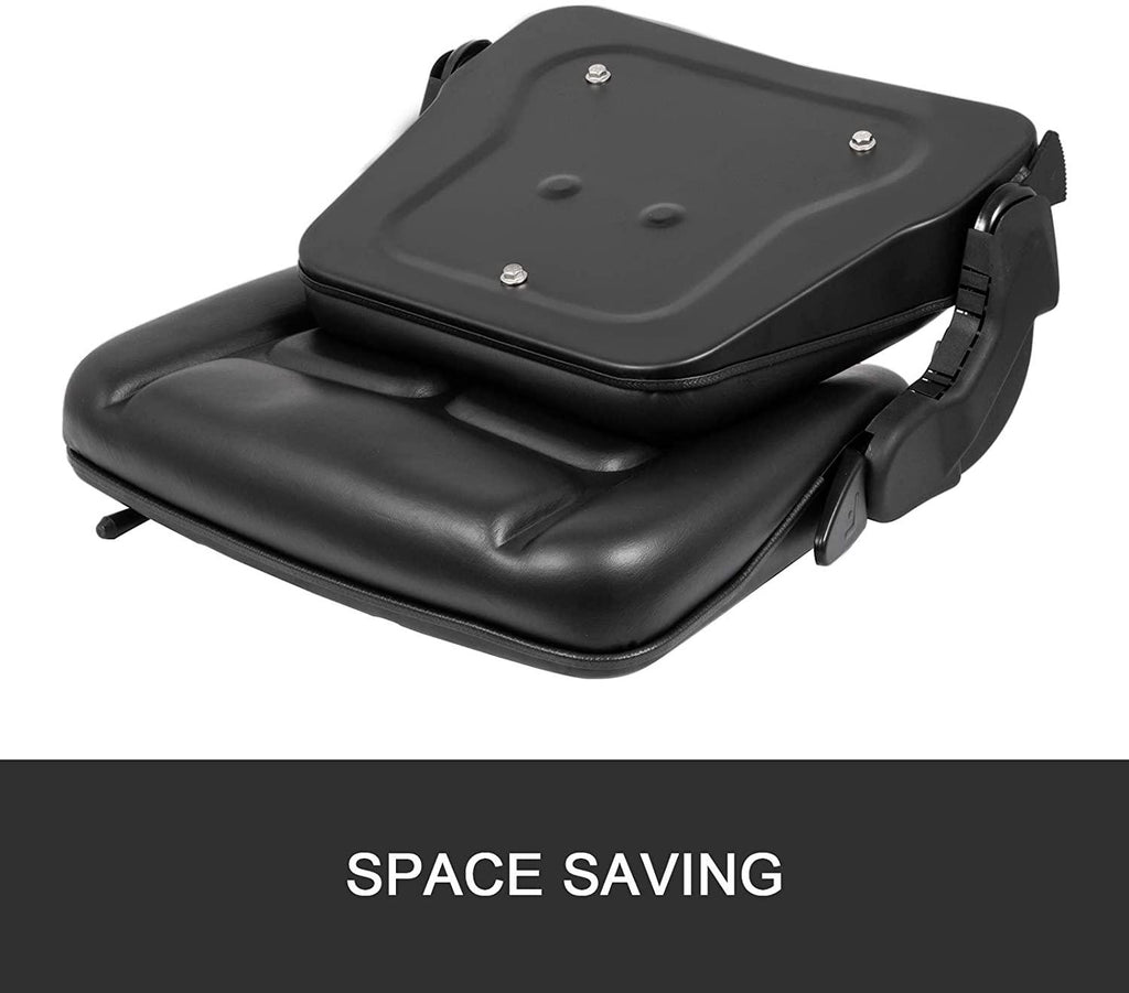 bestauto universal forklift seat folding replacement, fulll suspension seat with 180° adjustable backrest angle, fits most heavy mechanical seat