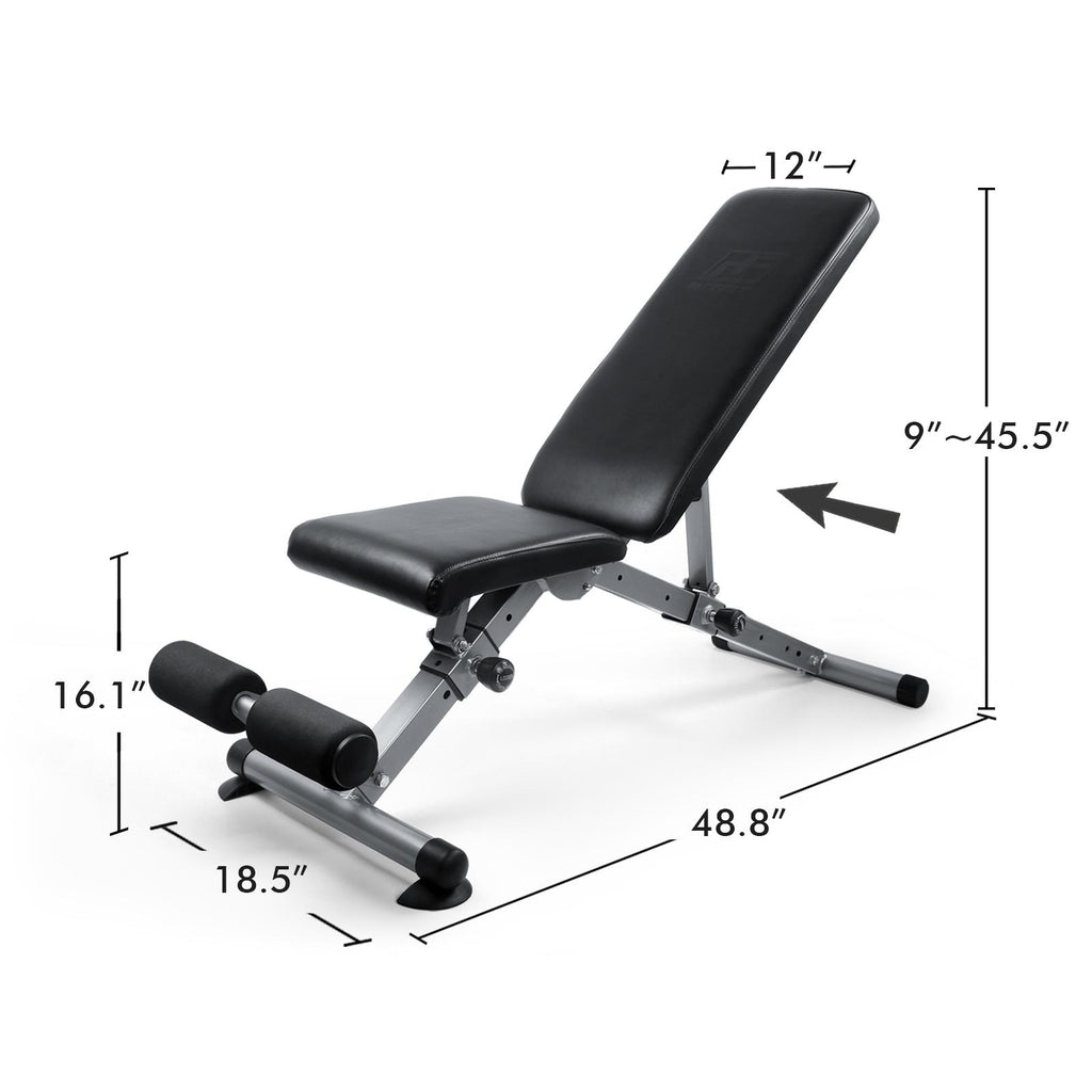 RitFit Adjustable Foldable Utility Weight Bench for Home Gym, Weightlifting and Strength Training - Bonus Workout Poster