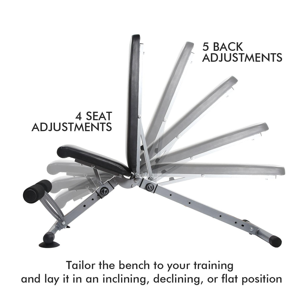 RitFit Adjustable Foldable Utility Weight Bench for Home Gym, Weightlifting and Strength Training - Bonus Workout Poster