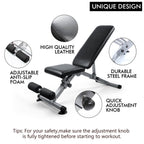 RitFit Adjustable Foldable Utility Weight Bench for Home Gym, Weightlifting and Strength Training - Bonus Workout Poster