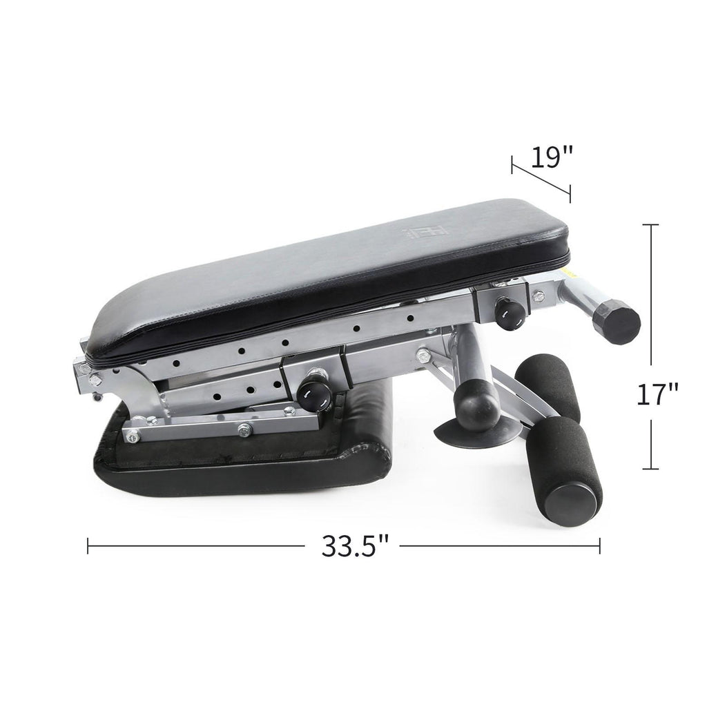 RitFit Adjustable Foldable Utility Weight Bench for Home Gym, Weightlifting and Strength Training - Bonus Workout Poster