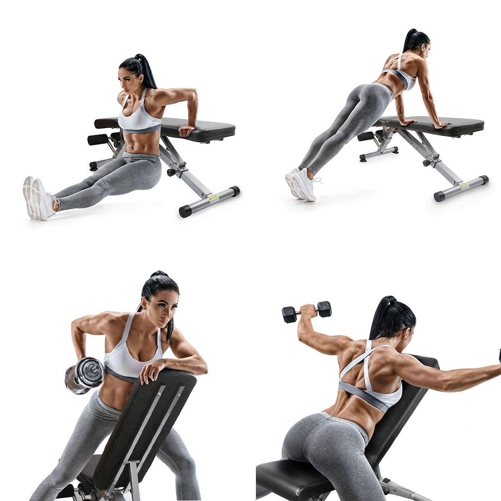 RitFit Adjustable Foldable Utility Weight Bench for Home Gym, Weightlifting and Strength Training - Bonus Workout Poster