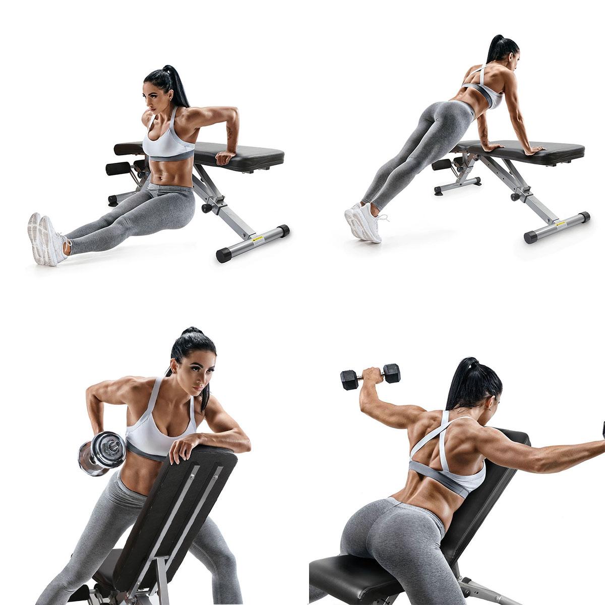 RitFit Adjustable Foldable Utility Weight Bench for Home Gym, Weightlifting and Strength Training - Bonus Workout Poster