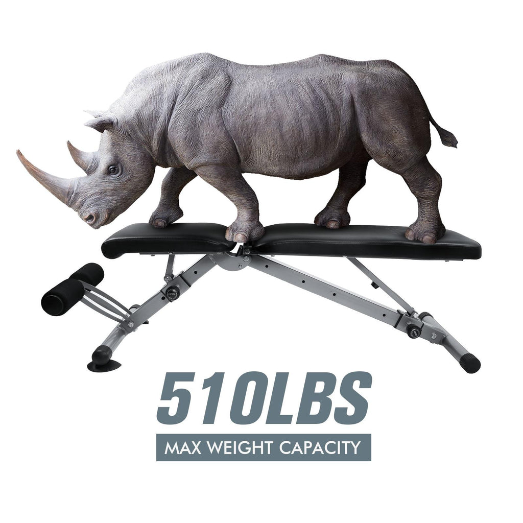 RitFit Adjustable Foldable Utility Weight Bench for Home Gym, Weightlifting and Strength Training - Bonus Workout Poster