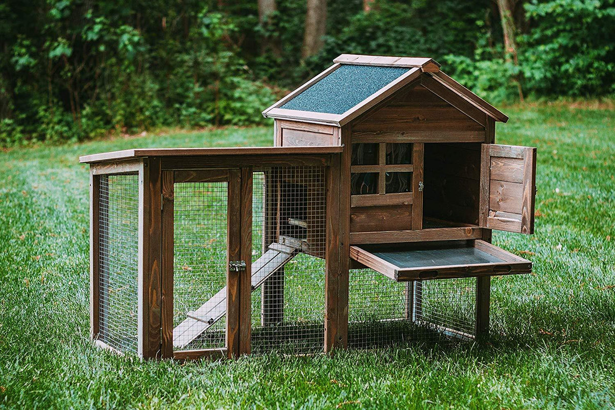 Homestead 86-438 Solid Spruce Easy to Assemble Small Animal Hutch with Heavy-Duty latches and an Asphalt roof, Assembled Dimensions 48.0"X24.4"X36.6",Natural