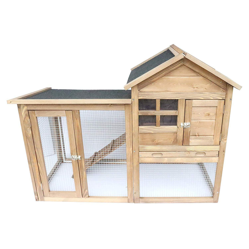 Homestead 86-438 Solid Spruce Easy to Assemble Small Animal Hutch with Heavy-Duty latches and an Asphalt roof, Assembled Dimensions 48.0"X24.4"X36.6",Natural