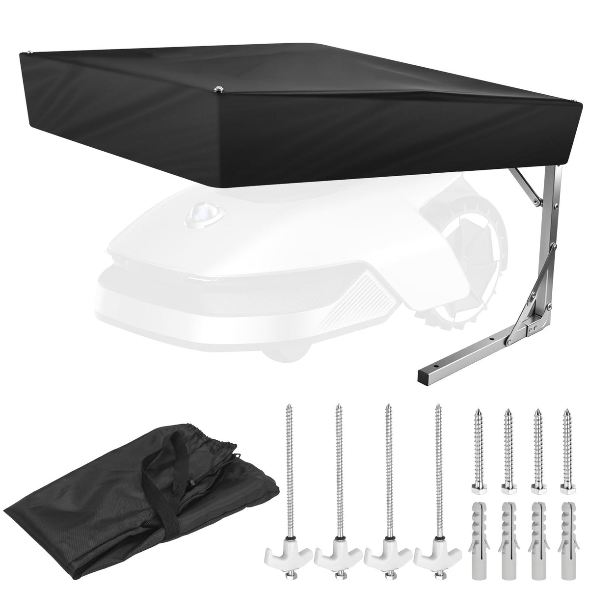 Robot Lawn Mower Garage, Waterproof Outdoor Shelter &amp; Carport for Most Robotic Mowers, Universal Easy Setup Rain Protection Panel Awning Shed, 19" W x 30" L x15.7 H
