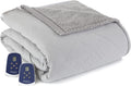 Queen-Size Heated Electric Blanket with Sherpa, Machine Wash &amp; Dry, Timer &amp; Safety Shutoff, 90Lx84W, Slate Grey