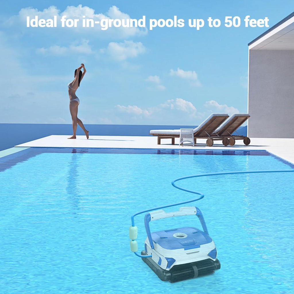 ausono automatic pool cleaner with wall climbing for inground swimming pool