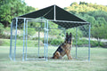 Kullavik 7.5' x 7.5' x 5' Dog Kennel Backyard Pet CaGalvanized Chain Link Crate Dog House LarPen Fence,with Black Weather Proof Roof Cover