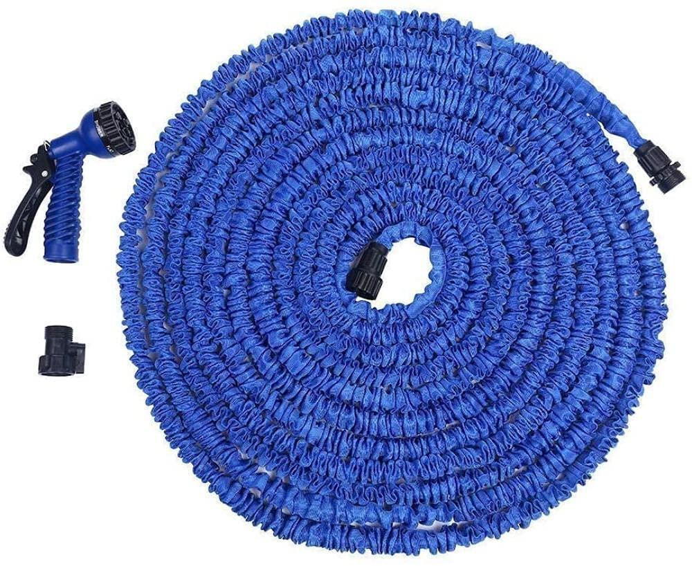 mjj Garden hose watering equipment, hose extension Garden hose telescopic portable hose, with 7 function spray gun, connector for car wash-100 inch