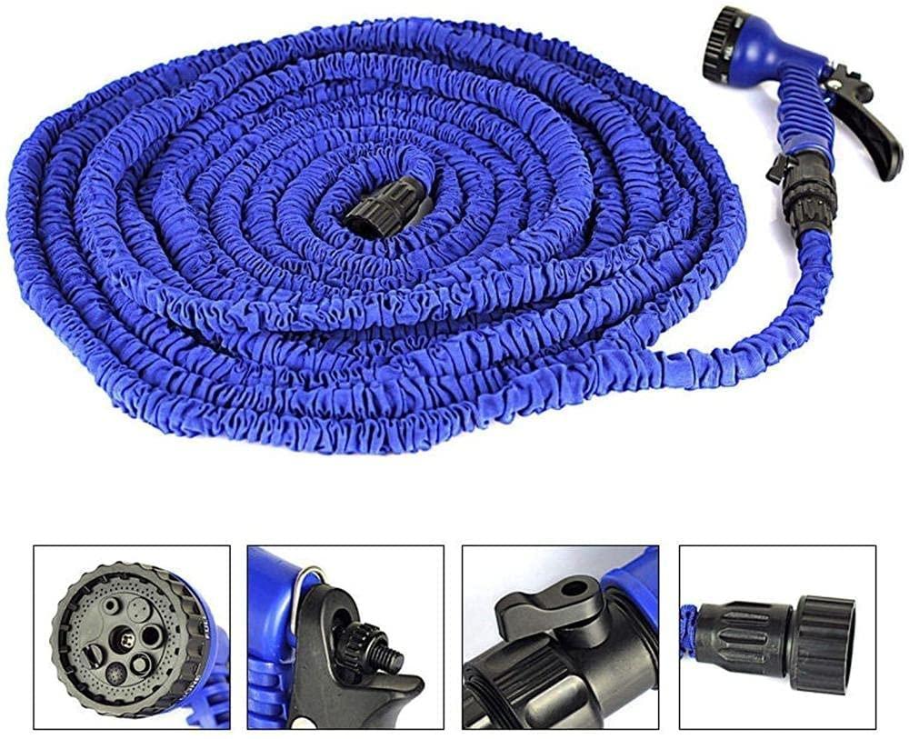 mjj Garden hose watering equipment, hose extension Garden hose telescopic portable hose, with 7 function spray gun, connector for car wash-100 inch